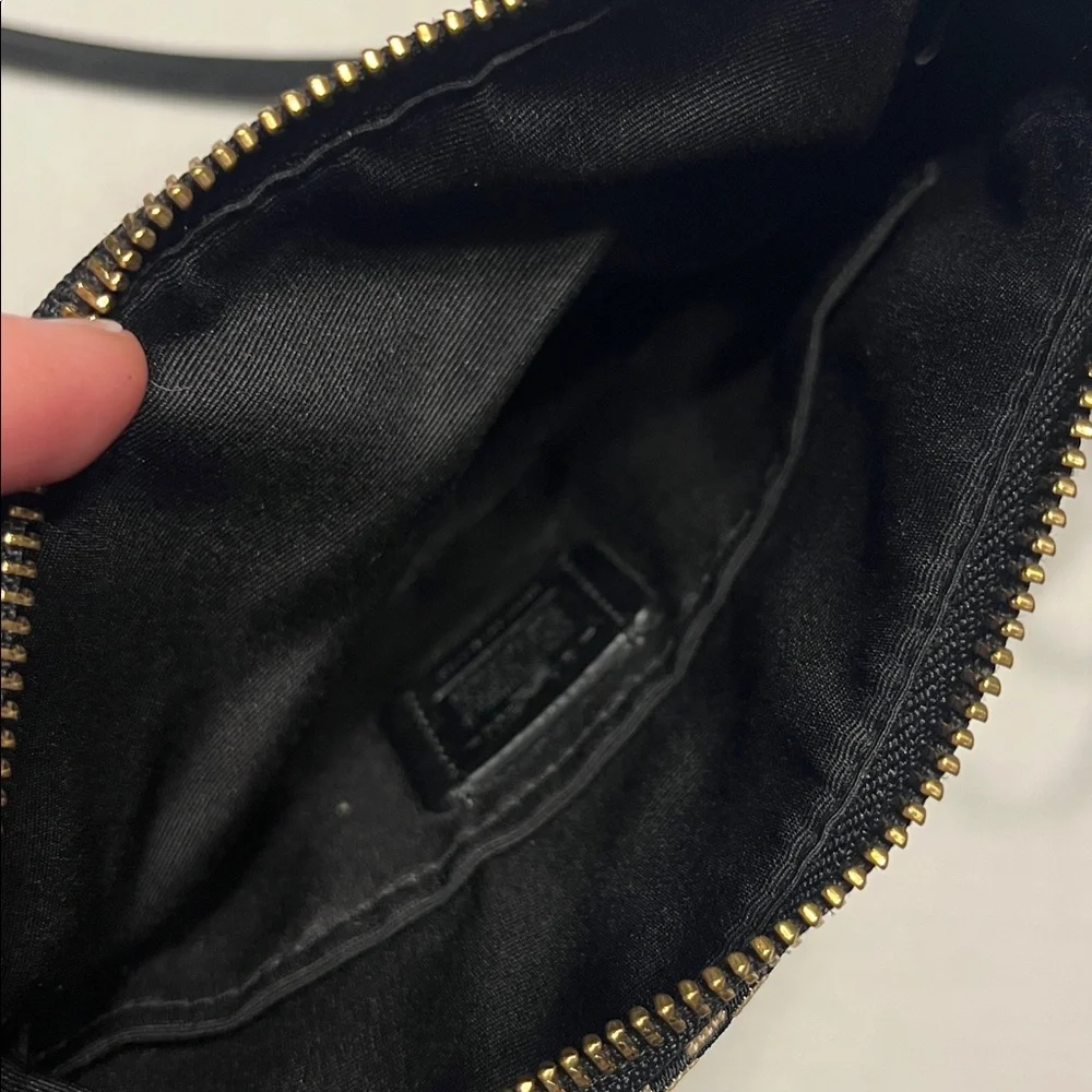 Coach Kitt Black Tan Crossbody Bag Purse jacquard
